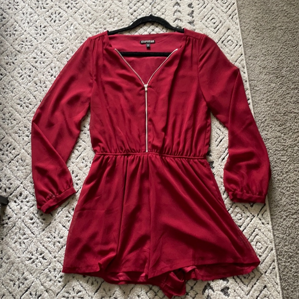 Zippered Long Sleeve Romper